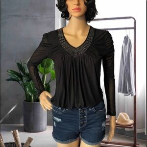 Black Long Sleeve jewels Blouse